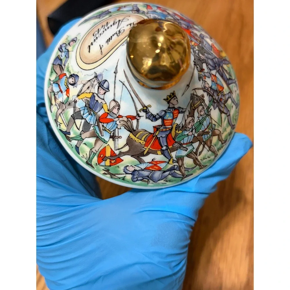 Medieval History Knights Castle Teapot King Henry V Earl of Warwick Gold Gilt